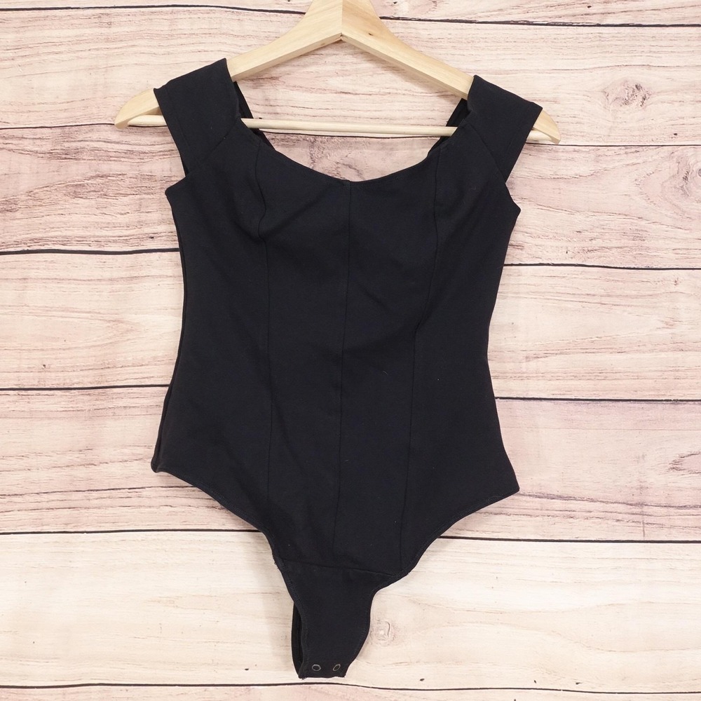 Abercrombie & Fitch Bodysuit Womens XS Black Scoop Neck Basic Tank Soft Stretch‎
